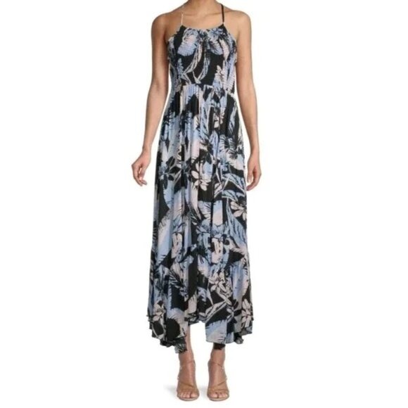 Free People Paradise Heat Wave Floral Maxi Dress Halter Sleeveless Boho Indie - Picture 1 of 11